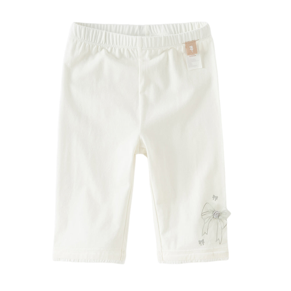 Dave&Bella Toddler Girls Summer Versatile Beige/Purple Stretchable Soft Pants