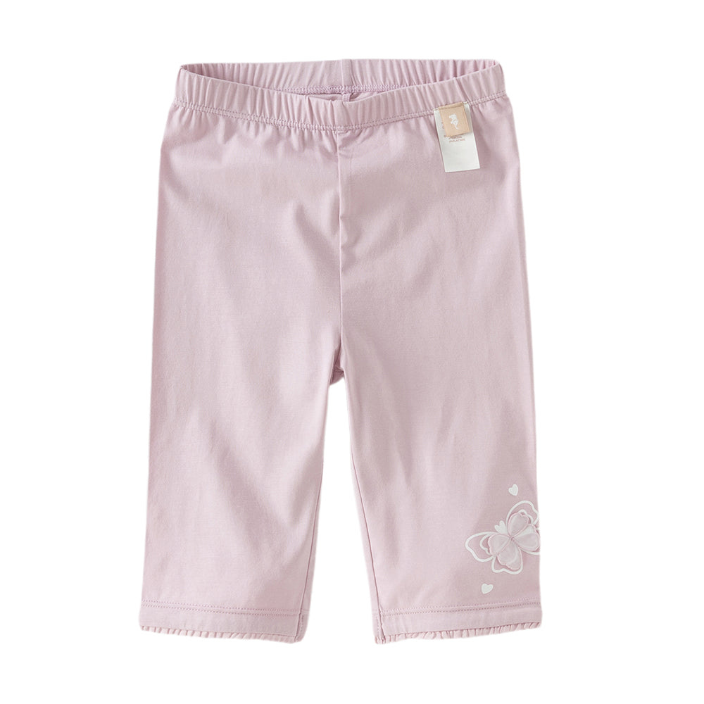 Dave&Bella Toddler Girls Summer Versatile Beige/Purple Stretchable Soft Pants