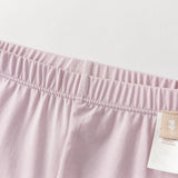 Dave&Bella Toddler Girls Summer Versatile Beige/Purple Stretchable Soft Pants