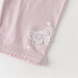 Dave&Bella Toddler Girls Summer Versatile Beige/Purple Stretchable Soft Pants