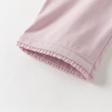 Dave&Bella Toddler Girls Summer Versatile Beige/Purple Stretchable Soft Pants