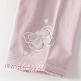 Dave&Bella Toddler Girls Summer Versatile Beige/Purple Stretchable Soft Pants