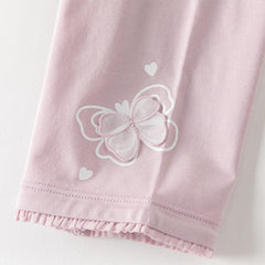 Dave&Bella Toddler Girls Summer Versatile Beige/Purple Stretchable Soft Pants