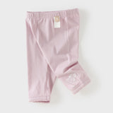 Dave&Bella Toddler Girls Summer Versatile Beige/Purple Stretchable Soft Pants