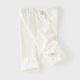 Dave&Bella Toddler Girls Summer Versatile Beige/Purple Stretchable Soft Pants