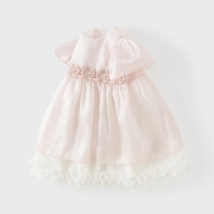 Dave&Bella Summer Toddler Girls Adorable Light Pink Flutter Sleeve Soft Mesh Dress