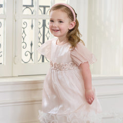 Dave&Bella Summer Toddler Girls Adorable Light Pink Flutter Sleeve Soft Mesh Dress