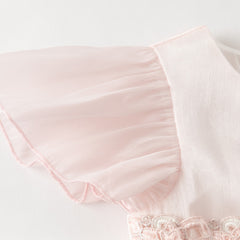 Dave&Bella Summer Toddler Girls Adorable Light Pink Flutter Sleeve Soft Mesh Dress