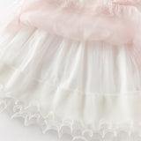 Dave&Bella Summer Toddler Girls Adorable Light Pink Flutter Sleeve Soft Mesh Dress