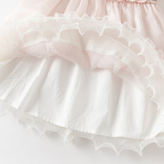 Dave&Bella Summer Toddler Girls Adorable Light Pink Flutter Sleeve Soft Mesh Dress