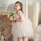 Dave&Bella Girls Summer Sweet Pink A-line Fluffy Tulle Party Princess Dress