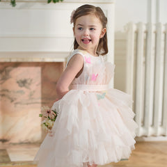 Dave&Bella Kids Girls Summer Sweet Pink A-line Fluffy Tulle Party Princess Dress