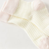 Dave&Bella Children Girls Summer Yellow Pink Soft Color-blocked Short Socks[Pack of 2]