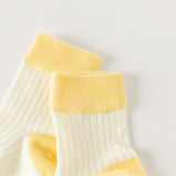 Dave&Bella Children Girls Summer Yellow Pink Soft Color-blocked Short Socks[Pack of 2]