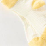 Dave&Bella Children Girls Summer Yellow Pink Soft Color-blocked Short Socks[Pack of 2]