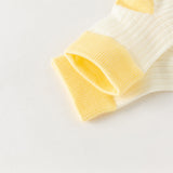Dave&Bella Children Girls Summer Yellow Pink Soft Color-blocked Short Socks[Pack of 2]