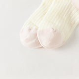 Dave&Bella Children Girls Summer Yellow Pink Soft Color-blocked Short Socks[Pack of 2]