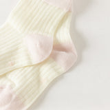 Dave&Bella Children Girls Summer Yellow Pink Soft Color-blocked Short Socks[Pack of 2]