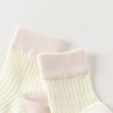 Dave&Bella Children Girls Summer Yellow Pink Soft Color-blocked Short Socks[Pack of 2]