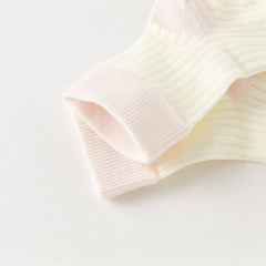 Dave&Bella Children Girls Summer Yellow Pink Soft Color-blocked Short Socks[Pack of 2]