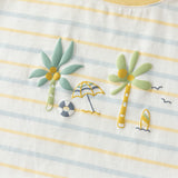 Dave&Bella Summer Toddler Boys Yellow Striped Cute Print Comfortable Sleeveless Sets