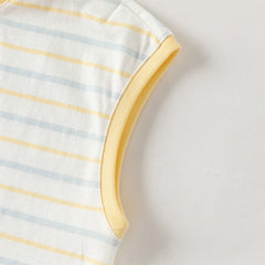 Dave&Bella Summer Toddler Boys Yellow Striped Cute Print Comfortable Sleeveless Sets
