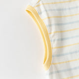 Dave&Bella Summer Toddler Boys Yellow Striped Cute Print Comfortable Sleeveless Sets