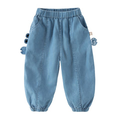 Dave&Bella Toddler Boys Summer Fashion Denim Blue Loose Comfortable Jeans