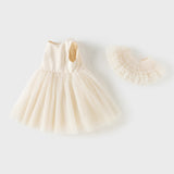 Dave&Bella Kids Girls Summer Noble Champagne Sleeveless Tulle Party Dress(with shawl)