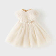 Dave&Bella Kids Girls Summer Noble Champagne Sleeveless Mesh Party Dress(with shawl)
