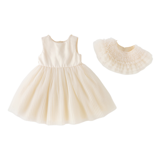 Dave&Bella Kids Girls Summer Noble Champagne Sleeveless Mesh Party Dress(with shawl)