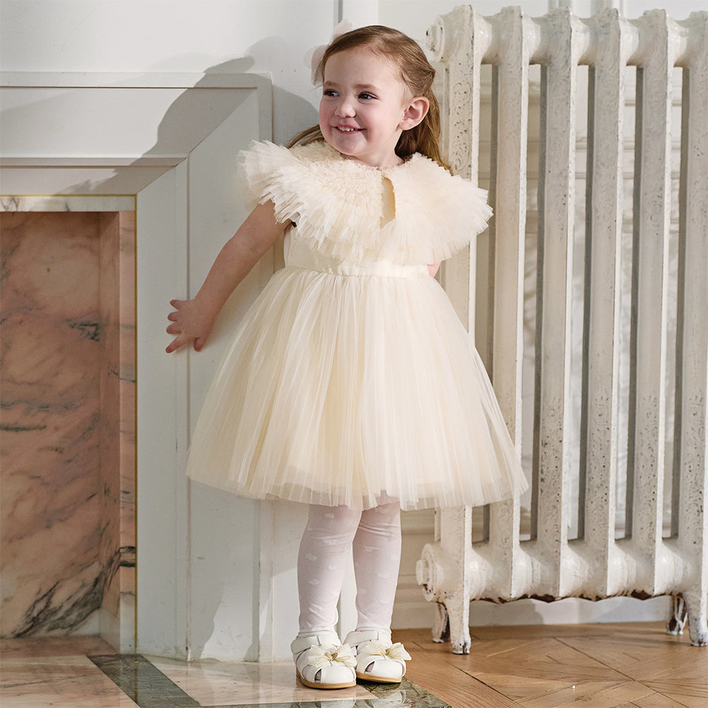 Dave&Bella Kids Girls Summer Noble Champagne Sleeveless Tulle Party Dress(with shawl)