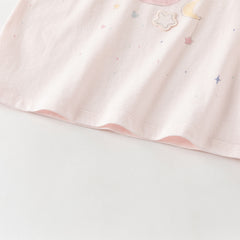 Dave&Bella Toddler Girls Summer Adorable Pink/White Short Sleeve Cotton Casual T-shirts