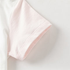 Dave&Bella Toddler Girls Summer Adorable Pink/White Short Sleeve Cotton Casual T-shirts