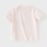 Dave&Bella Toddler Girls Summer Adorable Pink/White Short Sleeve Cotton Casual T-shirts