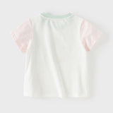 Dave&Bella Toddler Girls Summer Adorable Pink/White Short Sleeve Cotton Casual T-shirts
