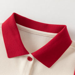 Dave&Bella Summer Toddler Girls Beige Polo Collar Cute Rabbit Stretchable A-line Dress