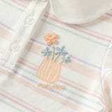 Dave&Bella Toddler Girls Summer Cute Orange Pink Striped College-style School Polos