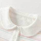 Dave&Bella Toddler Girls Summer Cute Orange Pink Striped College-style School Polos