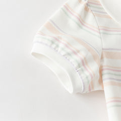 Dave&Bella Toddler Girls Summer Cute Orange Pink Striped College-style School Polos