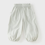 Dave&Bella Toddler Girls Summer Purple/Grey Adjustable-waistband Loose Jogger Pants