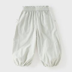 Dave&Bella Toddler Girls Summer Purple/Grey Adjustable-waistband Loose Jogger Pants