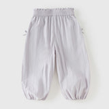 Dave&Bella Toddler Girls Summer Purple/Grey Adjustable-waistband Loose Jogger Pants