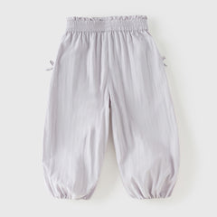 Dave&Bella Toddler Girls Summer Purple/Grey Adjustable-waistband Loose Jogger Pants