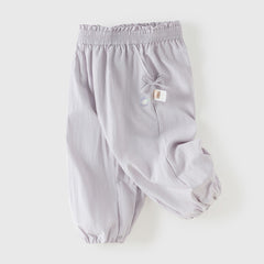 Dave&Bella Toddler Girls Summer Purple/Grey Adjustable-waistband Loose Jogger Pants