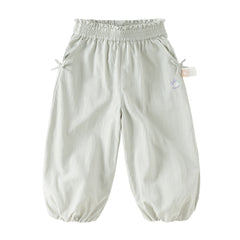 Dave&Bella Toddler Girls Summer Purple/Grey Adjustable-waistband Loose Jogger Pants