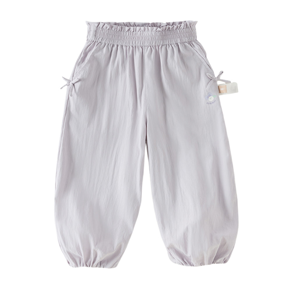 Dave&Bella Toddler Girls Summer Purple/Grey Adjustable-waistband Loose Jogger Pants