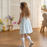 Dave&Bella Summer Toddler Girls Floral Print 3D flowers Desgin Spaghetti Strap Dress