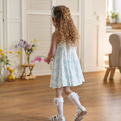 Dave&Bella Summer Toddler Girls Floral Print 3D flowers Desgin Spaghetti Strap Dress