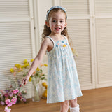 Dave&Bella Summer Toddler Girls Floral Print 3D flowers Desgin Spaghetti Strap Dress